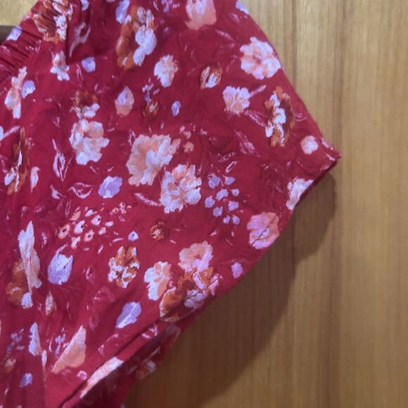 Indigo Rose Womens Red Floral Scoopneck Dress-Sz L-Peasant-Prairie-Cottagecore - Picture 5 of 9